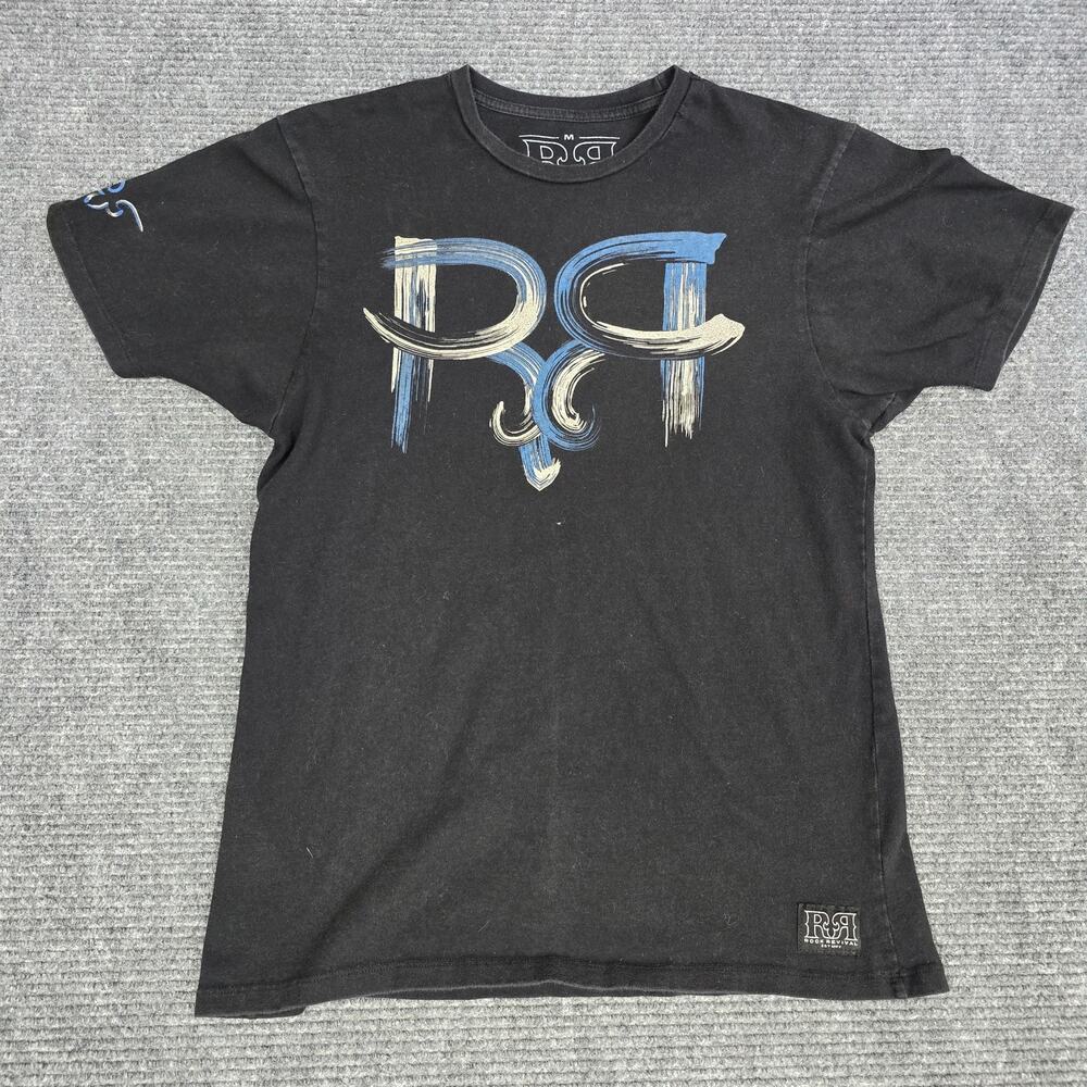 Rock Revival T Shirt Mens M Black Double RR Logo Graphic Tee Made USA